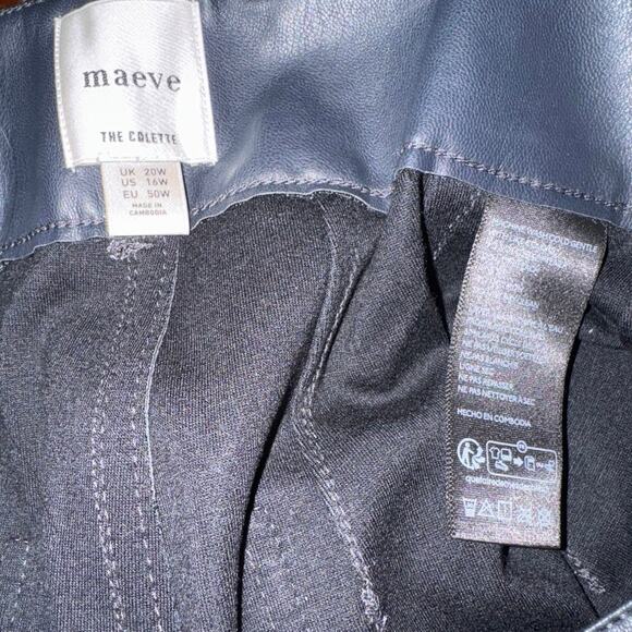 Maeve Colette Wide-Leg Vegan Navy Leather Pants Size 16W New with Tag MSRP $148 - Picture 12 of 12